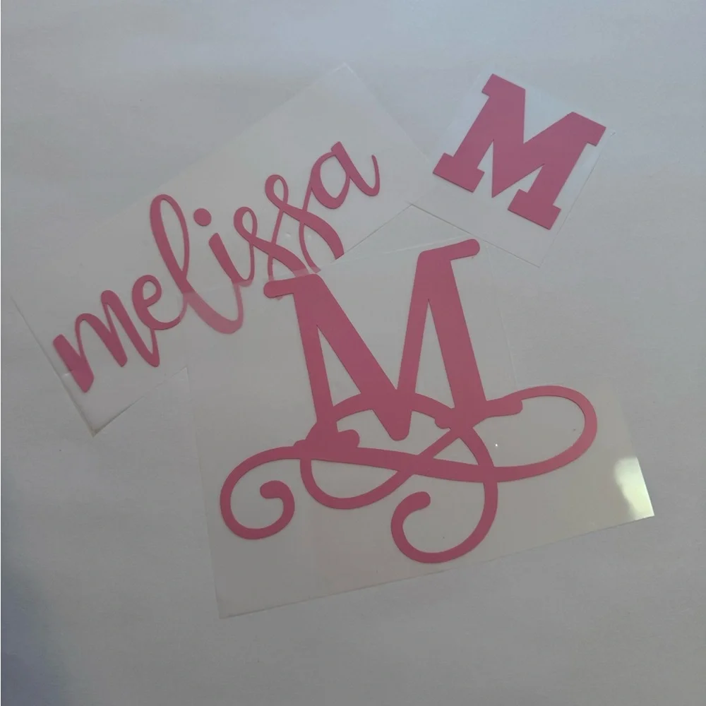 Set of 5 Vinyl Decals with name, letter, or monogram - Personalized